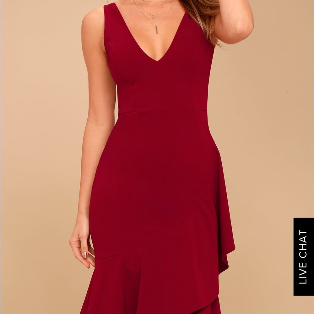 LULUS RED MIDI DRESS